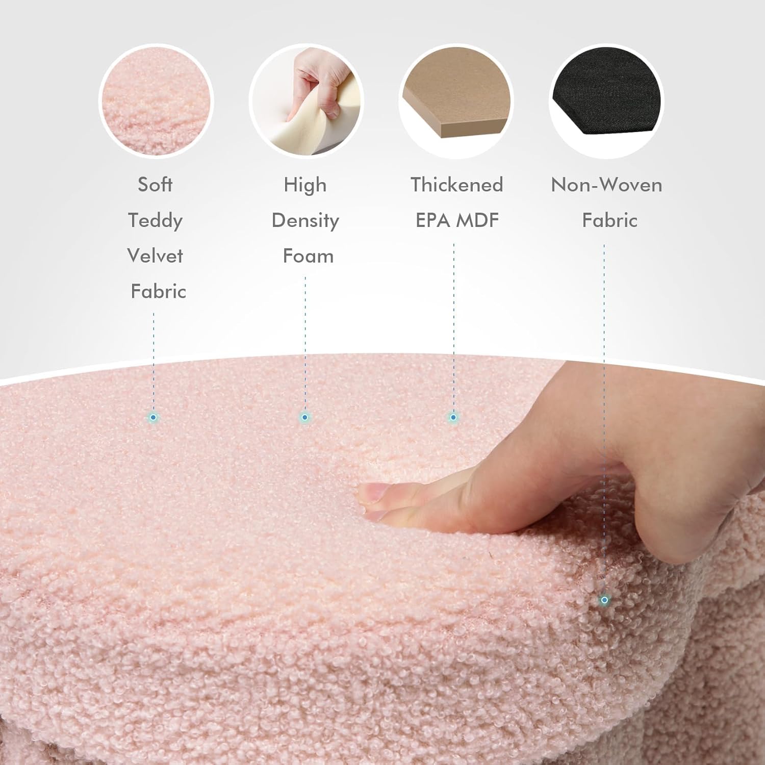 B FSOBEIIALEO Storage Ottoman Cube, Flowers Shaped Ottomans with Storage Foot Stool Footrest for Lving Room, Boucle Ottoman Seat for Dorm Room,Faux Teddy Fur, Pink 12.6"x12.6"x12.6" - Image 7