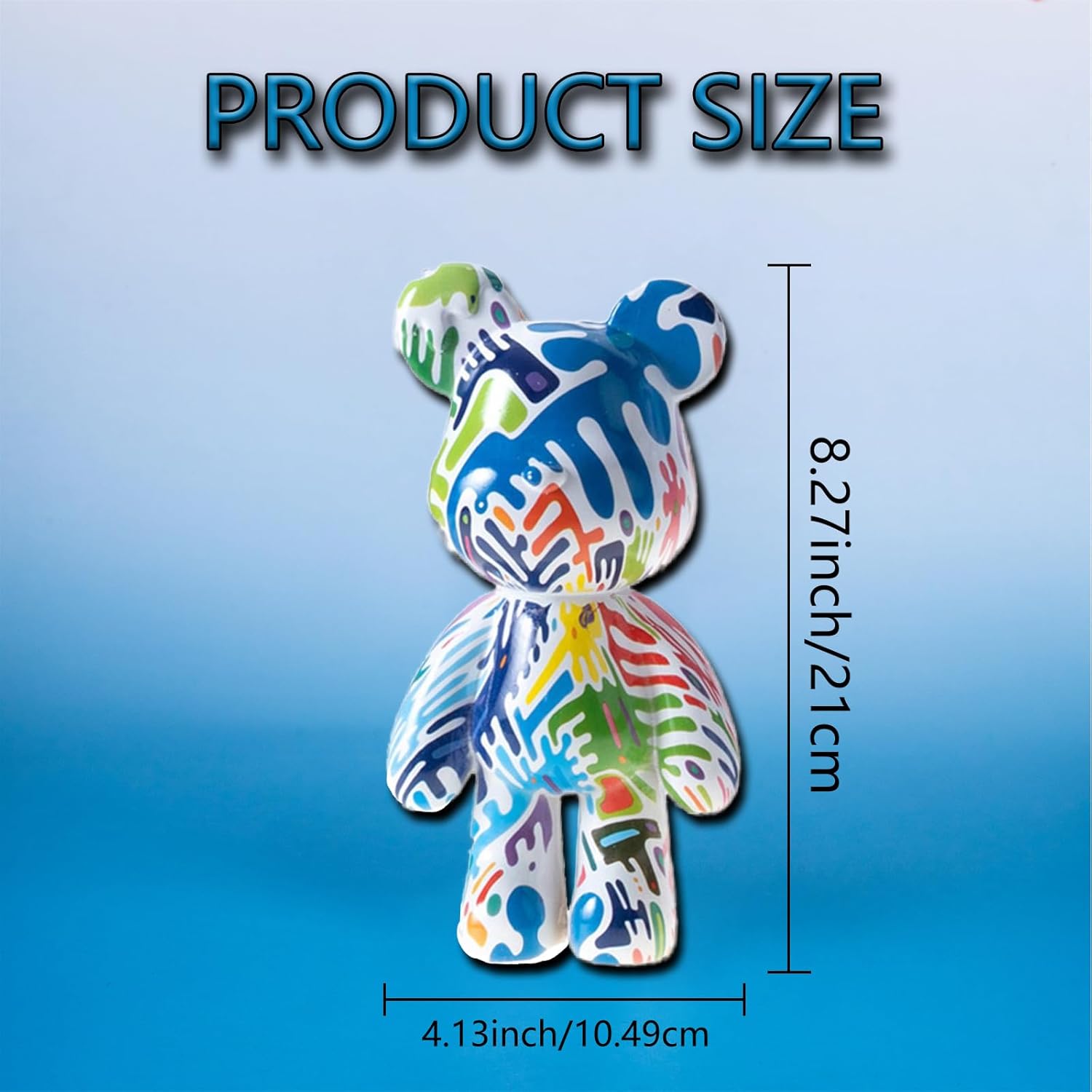 Bear Statue Resin Graffiti Animal Sculpture for Home, Office Decor, Abstract Design for Birthday, Anniversary and Gift Present (Splash Art) - Image 2