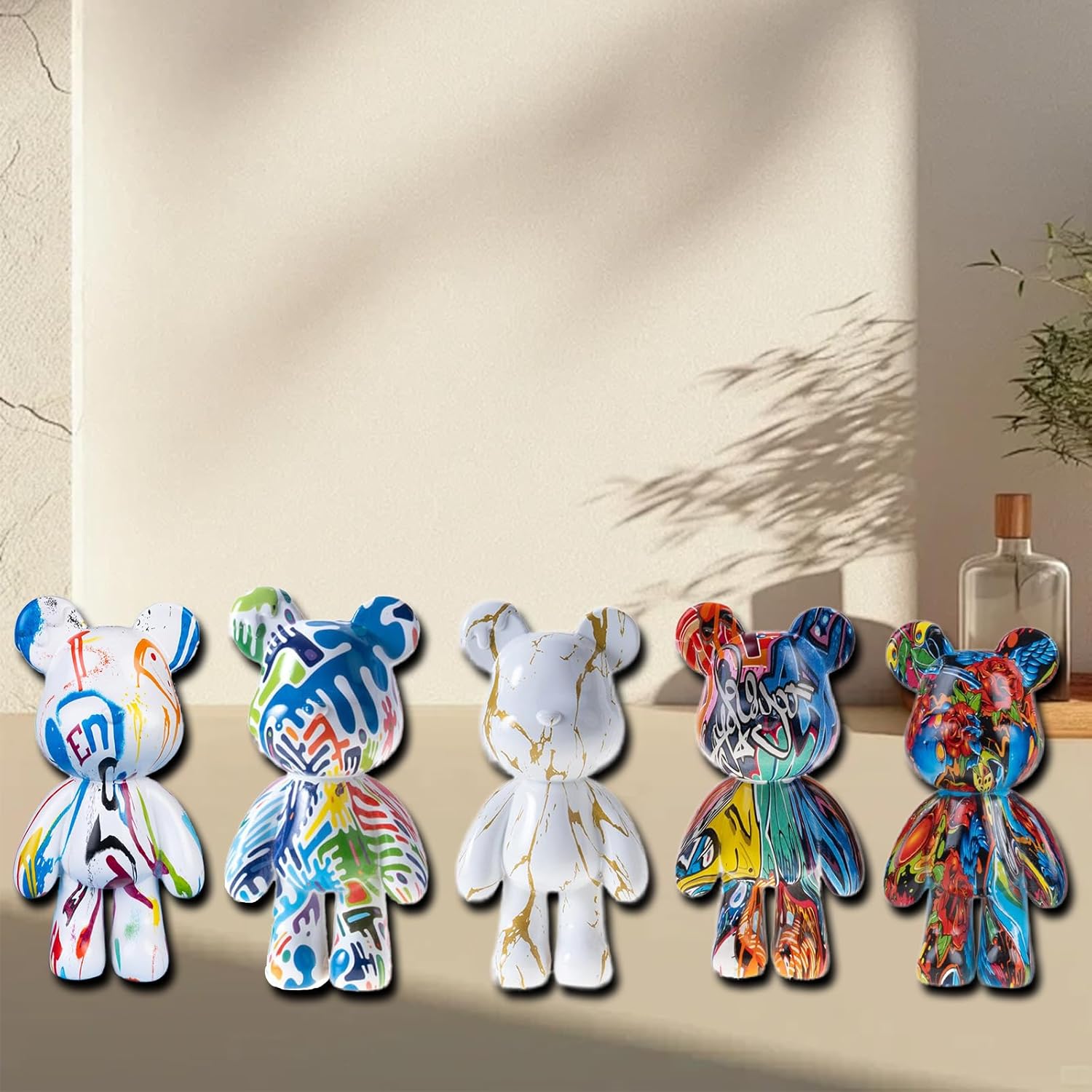 Bear Statue Resin Graffiti Animal Sculpture for Home, Office Decor, Abstract Design for Birthday, Anniversary and Gift Present (Splash Art) - Image 6