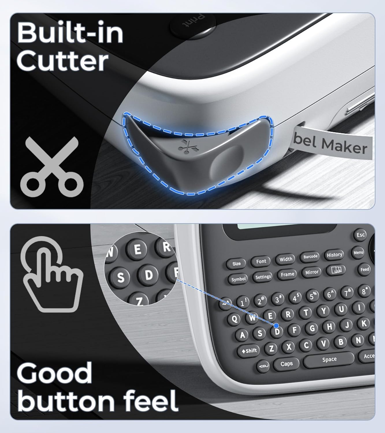 Label Maker Machine with Tapes, Label Makers, Label Maker Waterproof-Labels, Labeler Machine with-Tape 12mm 0.47 Laminated White, D210s Inkless Portable Labeling Machine for Home School Office - Image 4