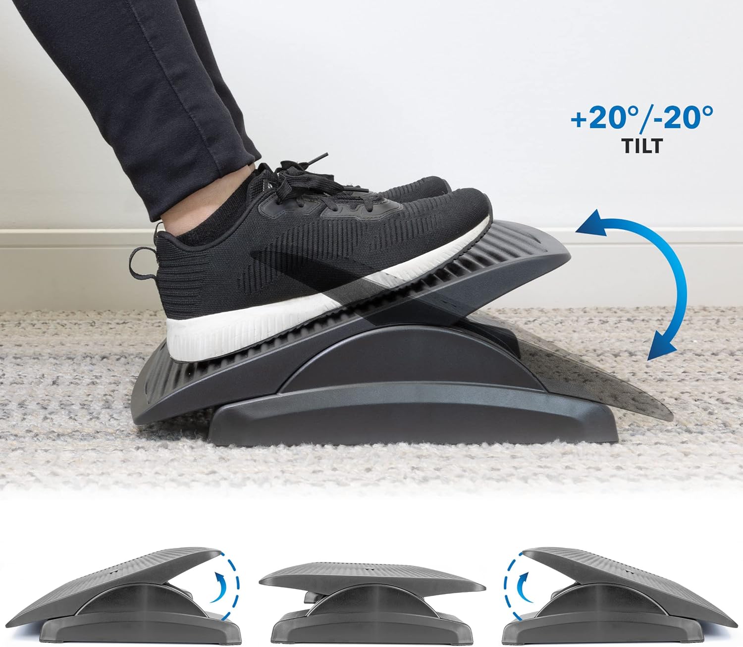 Mount-It! Ergonomic Footrest for Office or Home | Under Desk Tilting Footrest | Adjustable Desk Foot Rest with Massaging Surface and 3 Tilt Positions - Image 4