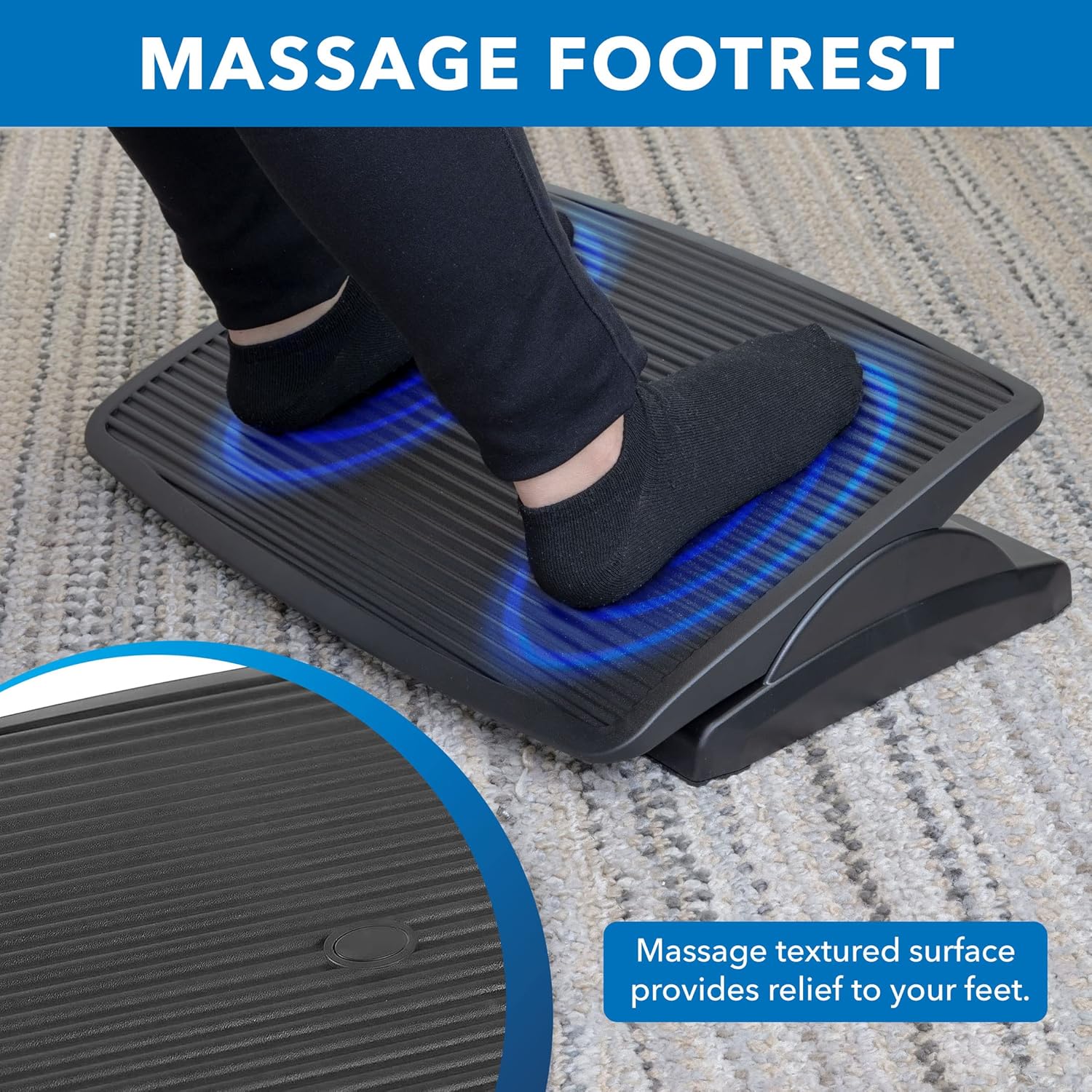 Mount-It! Ergonomic Footrest for Office or Home | Under Desk Tilting Footrest | Adjustable Desk Foot Rest with Massaging Surface and 3 Tilt Positions - Image 5