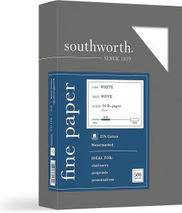 Southworth® 25% Cotton Business Paper, 8 1/2" x 11", 24 Lb, White, Box Of 500