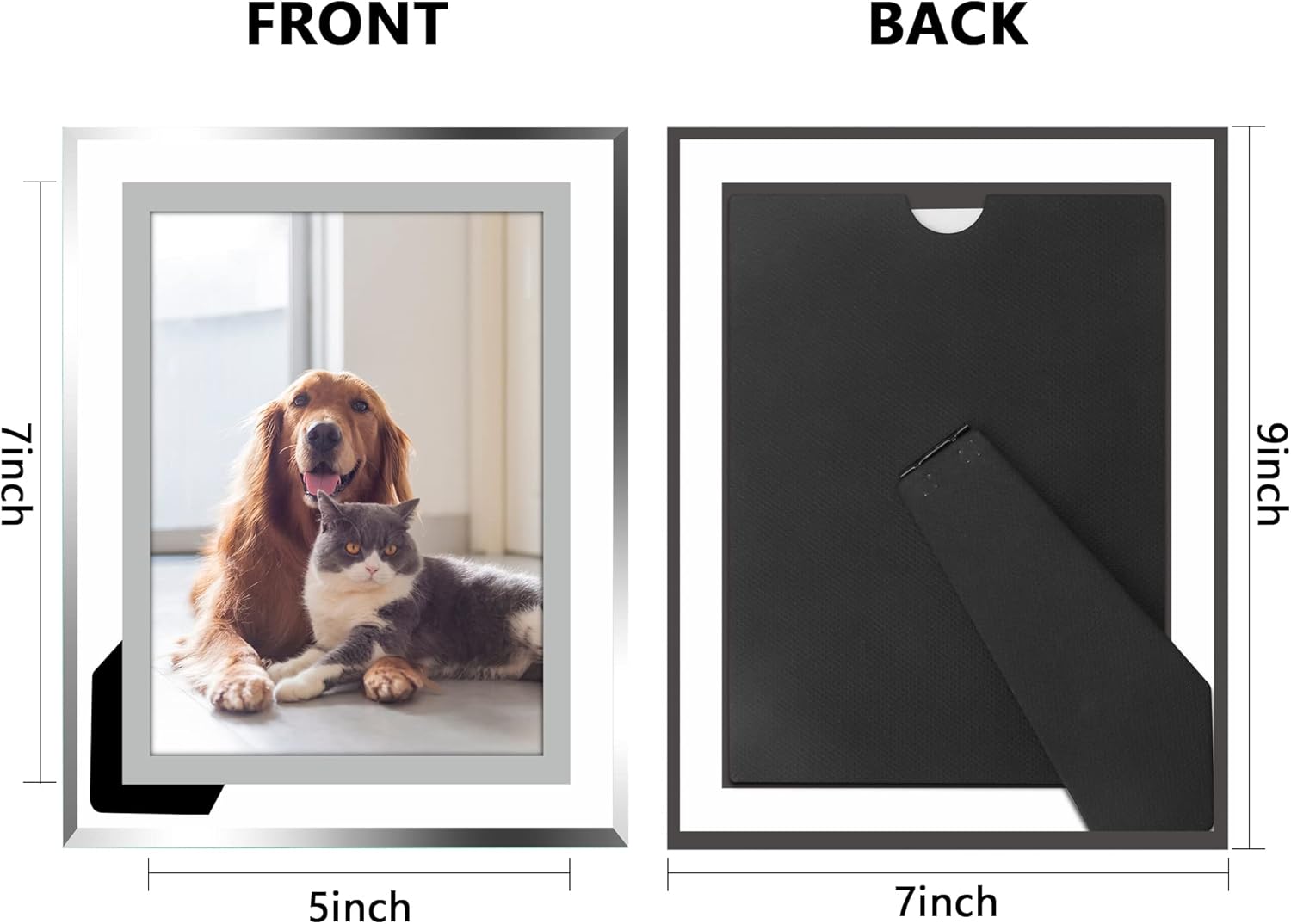 Vienrose 5x7 Picture Frame Set of 2, Glass Photo Frames Made of High Definition Real Glass Display Pictures Horizontal or Vertical for Table - Image 2