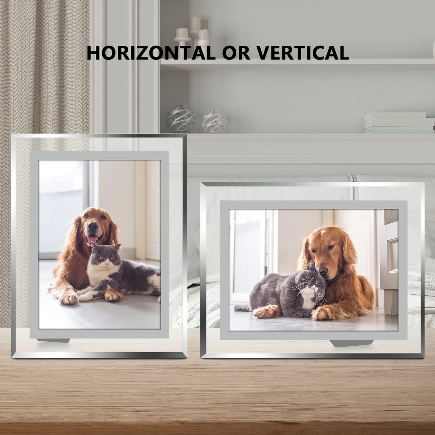 Vienrose 5x7 Picture Frame Set of 2, Glass Photo Frames Made of High Definition Real Glass Display Pictures Horizontal or Vertical for Table - Image 4
